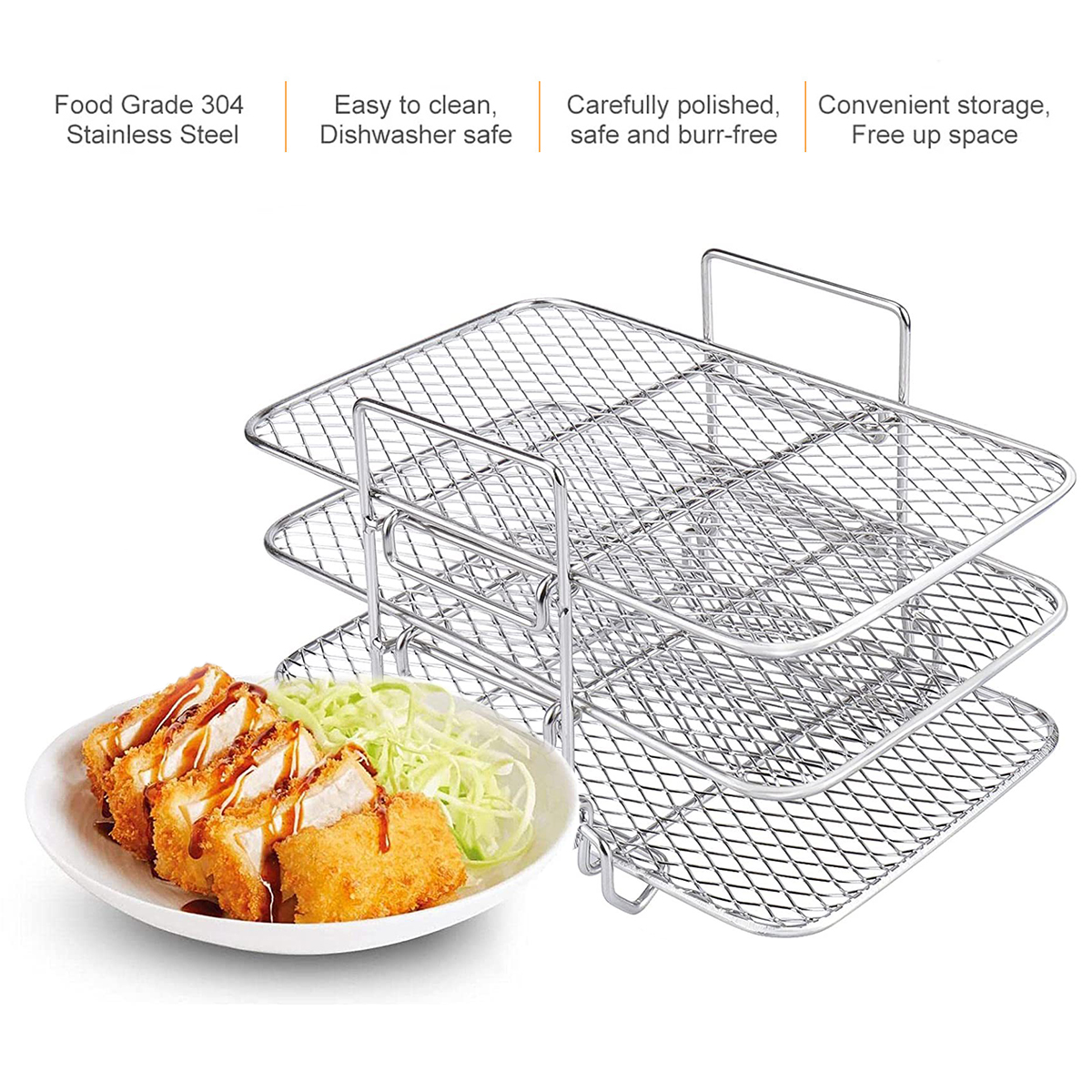 Griglia per friggitrice ad aria Griglia per essiccatore multistrato in acciaio inossidabile Griglia per cottura a vapore Griglia per arrosti Accessori per friggitrice ad aria Gadget da cucina_voghion.com