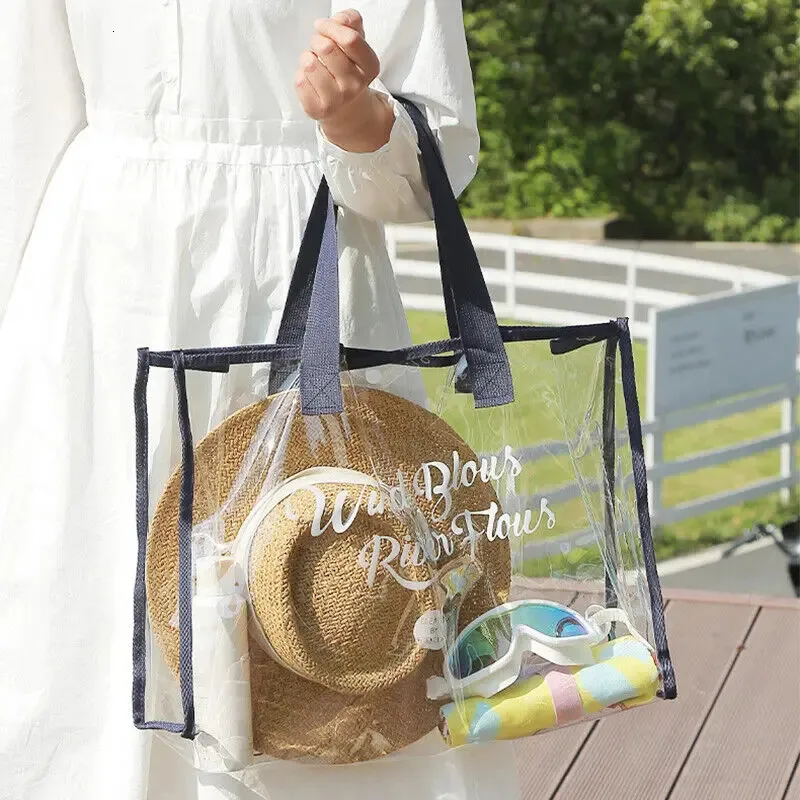 Clear Pvc Beach Bag Versatile Women Tote Shoulder Bag Waterproof_voghion.com