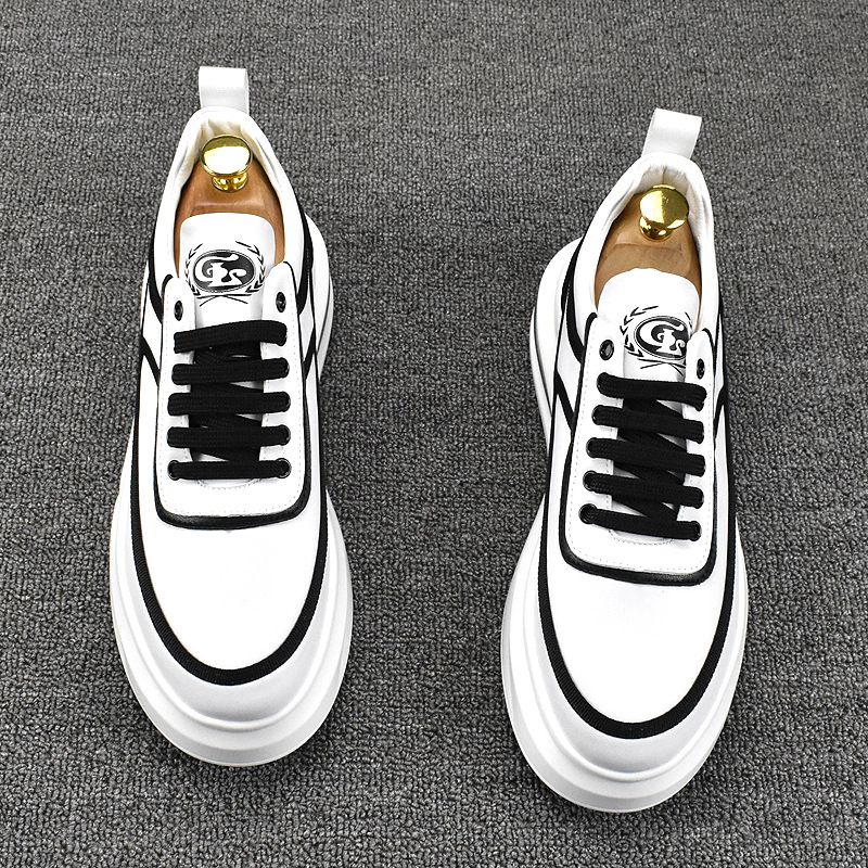 New Spring and Autumn Versatile Breathable Board Thick Sole Trendy Korean Low Top Men's Small White Shoes Increase in_voghion.com