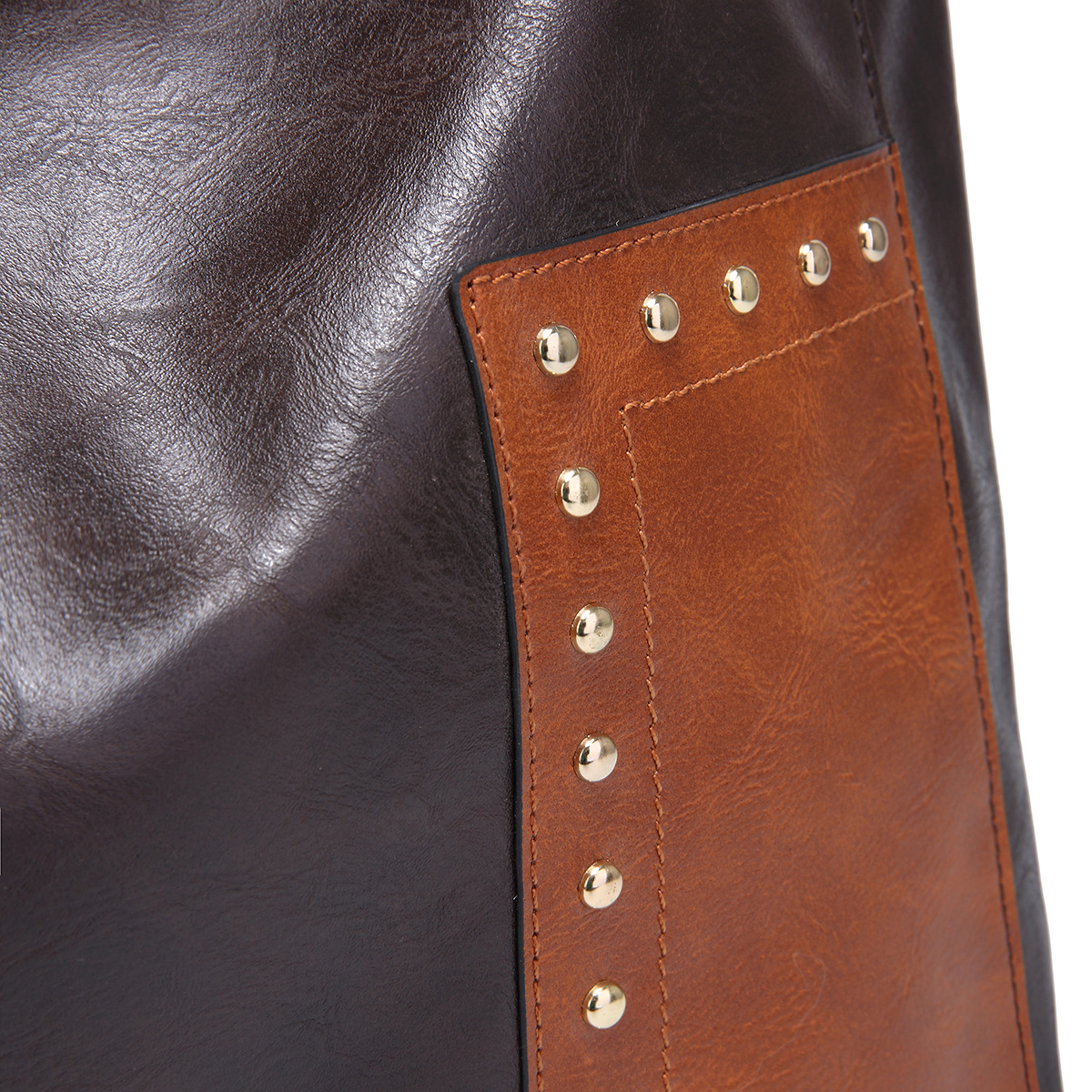 Borsa da donna, stile retrò, con rivetti, cuciture a contrasto, grande capacità, borsa a tracolla da donna_voghion.com
