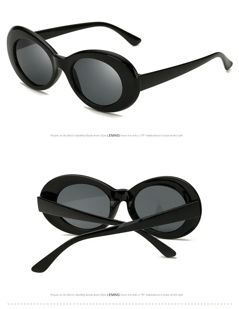 Clout Goggl NIRVANA Kurt Cobain Klasik Vintage Retro Beyaz Siyah Oval Güneş Gözlüğü Alien Shad 90'lar Güneş Punk Rock_voghion.com