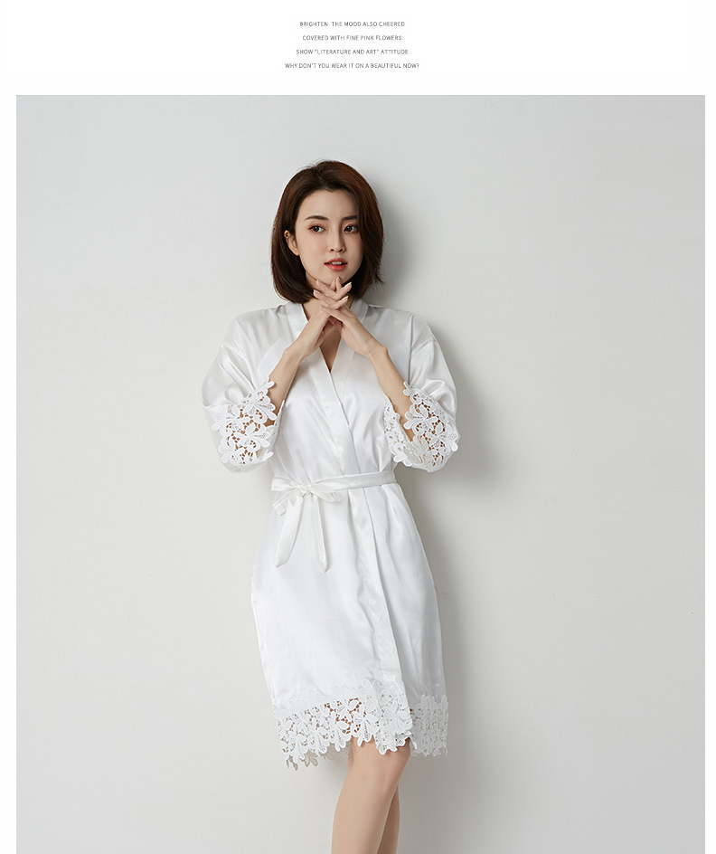 Vêtements pour femmes mariée robe de mariée robe du matin dames dentelle chemise de nuit mariage maquillage demoiselles d'honneur mariage kimono imitation soie cardigan_voghion.com