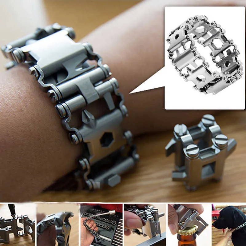 DreamBell Men Outdoor Spliced Multifunctional Wearing Screwdriver Tool Hand Chain Field Survival Bracelet 2.45 original_voghion.com