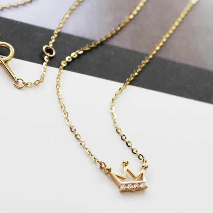 Collana in argento sterling placcato 14K, squisita piccola micro zircone intarsiato, ciondolo a catena per clavicola in oro K, da donna, 240119_voghion.com