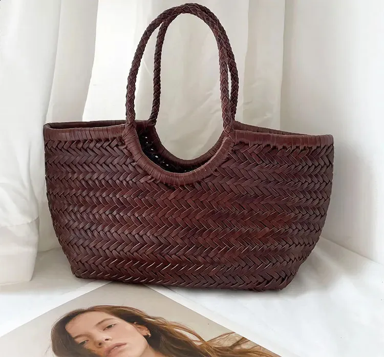 Echtes Leder Geflochtene Schultertasche Damen Sommer Tasche_voghion.com