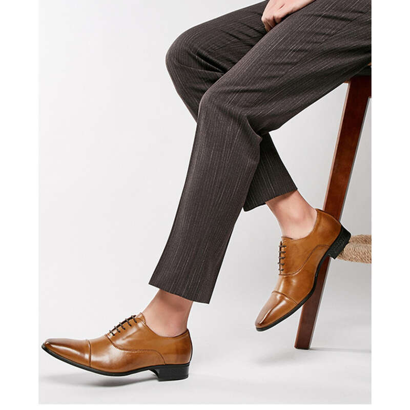 business Leather Men's Lace-up Non-commissioned Officers Wedding Three-layer Oxford Shoes British Style_voghion.com