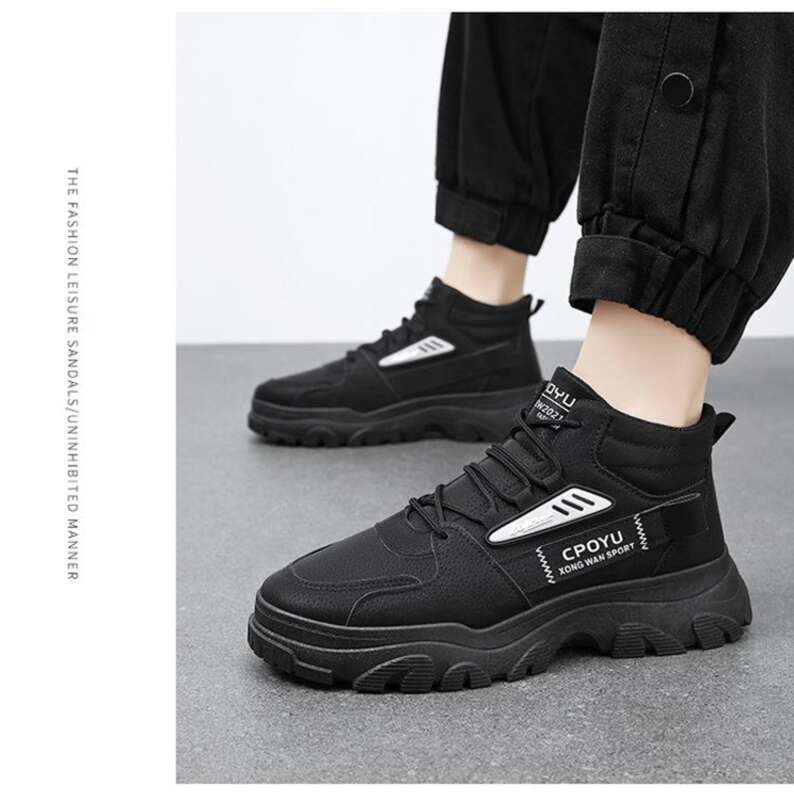 Spring High Top Workwear Men's Trendy And Versatile Thick Sole Anti Slip Construction Site Work Safety Shoes, Martin_voghion.com