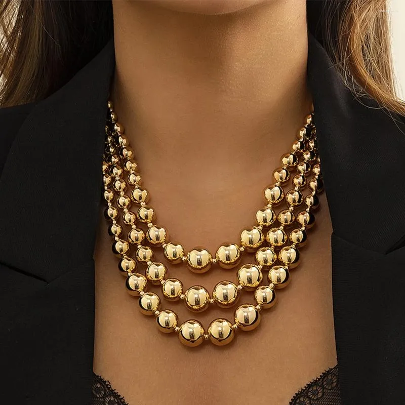 Cadenas exageradas de acrílico CCB, collar de cadena de cuentas de bola grande para mujer, gargantilla gótica multicapa de tendencia 2024_voghion.com
