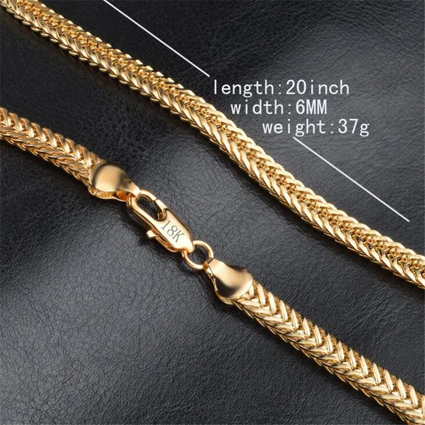 Chaînes Collier Chaîne en Or Bijoux Fantaisie 18 K 6MM 50CM 20 Pouces Hommes Motif Géométrique Chaîne SerpentChaînes Sidn22_voghion.com