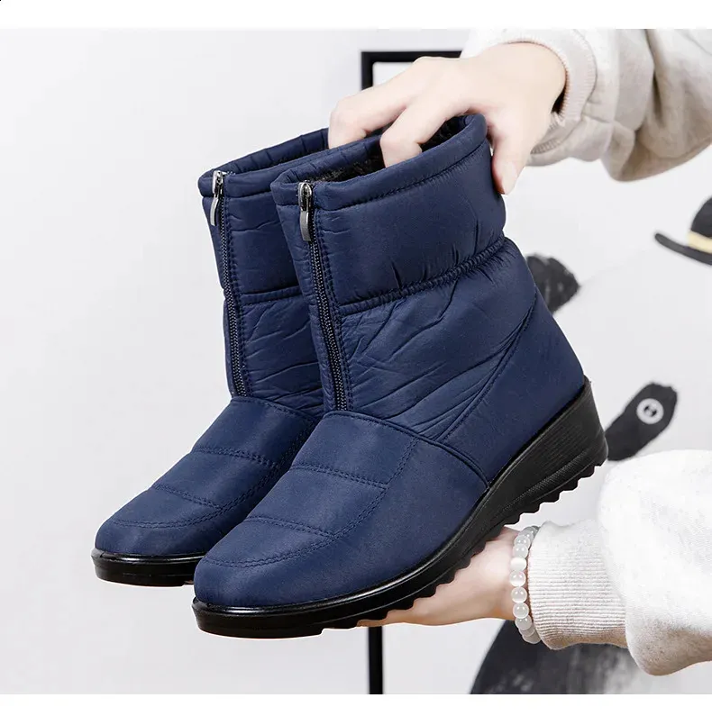 Platform Waterproof Snow Women Winter Thick Plush Ankle Boots Woman Non Slip Warm Cotton Padded Shoes Ladies 240820_voghion.com