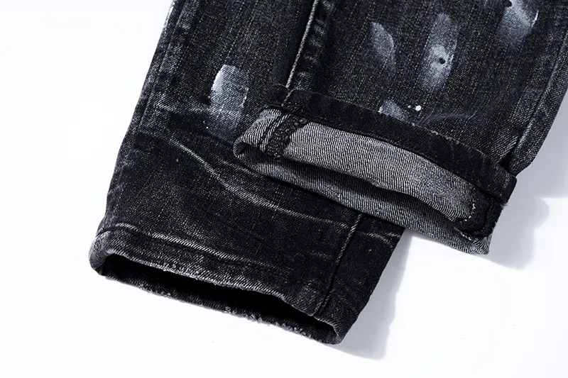 Men's Jeans 2025 Clothing Purples Stretch Slim Straight-leg Denim Trousers Europe American Trend Retro Ripped_mkmklike.com