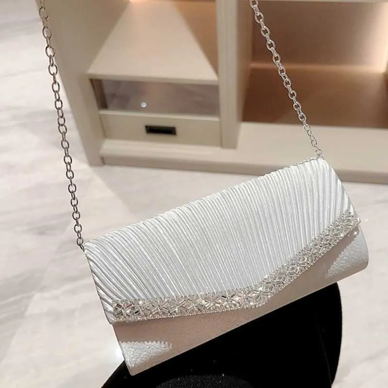 Stilvolle Damen Plissee Abend Clutch Handtasche Schulter Umhängetaschen Hochzeit Abschlussball Party Geldbörse mit Abnehmbarem_voghion.com