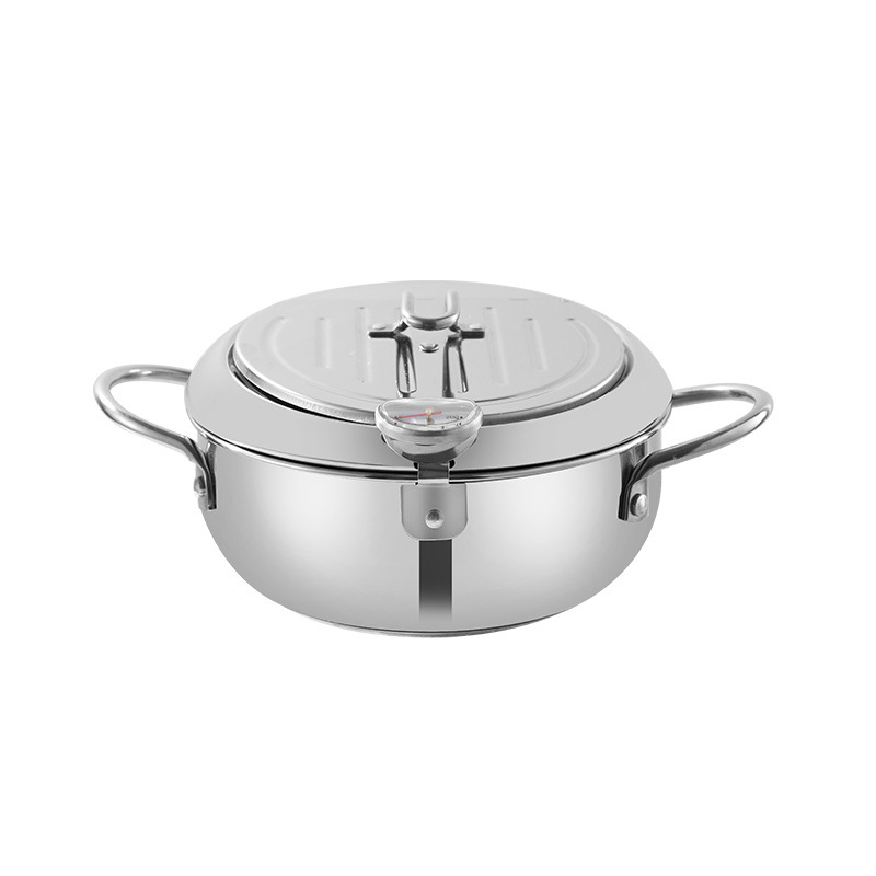 Japansk frituregryde med termometer og låg 304 rustfrit stål køkken tempura frituregryde pande frituregryde uden olie stegepande frituregryde_voghion.com