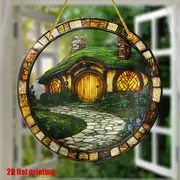 "2,4 x 2,4 cm Shire Cottage akryl solfångare - rustik sagokonst för fönster, vardagsrum, veranda och trädgård. Perfekt inflyttningspresent med fantasifull charm._voghion.com