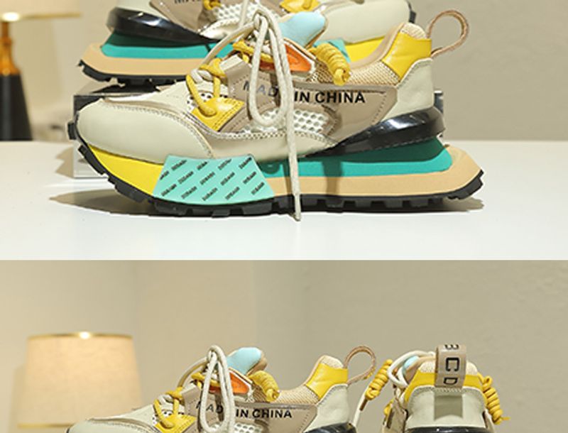 Stivali alla moda in mesh traspirante color block, nuovi stivali da donna casual con soletta rialzata e tacco alto_voghion.com