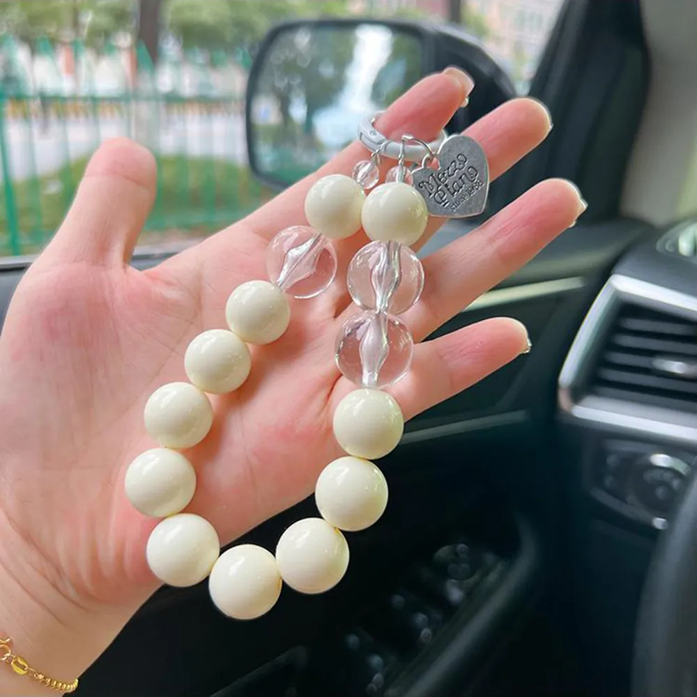 INS Fashion Beaded Lanyard Anti-Lost Bracelet For Mobile Case Wrist Strap Car Keychain Cute Phone Charm_voghion.com