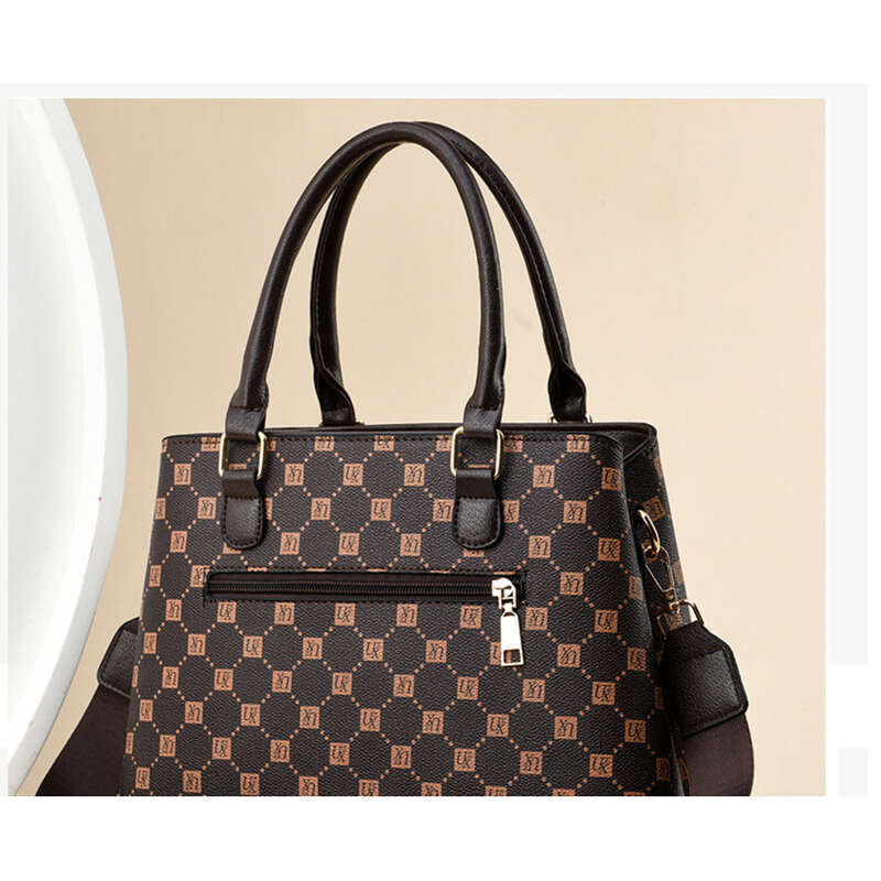 Bolso de gran capacidad con estampado de cuadros, estilo occidental, moderno y versátil._voghion.com
