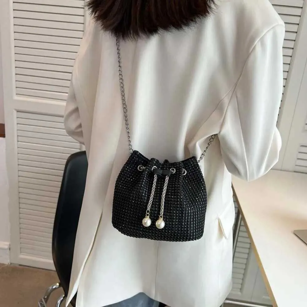 Moda Rhie Handbags Shiny Dia Bucket Wedding Party Shoulder Underarm Bag per le donne Shoppin241211_voghion.com