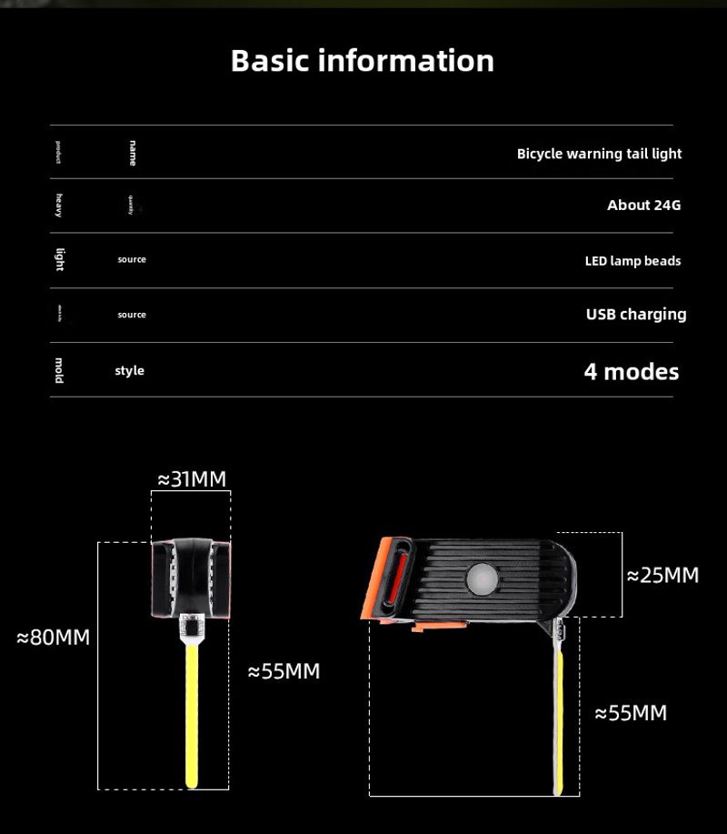 Éjszakai kerékpáros vízipilóta hátsó lámpák Éjszakai lovaglásbiztonság Mountain Bike Magas figyelmeztető lámpa_voghion.com