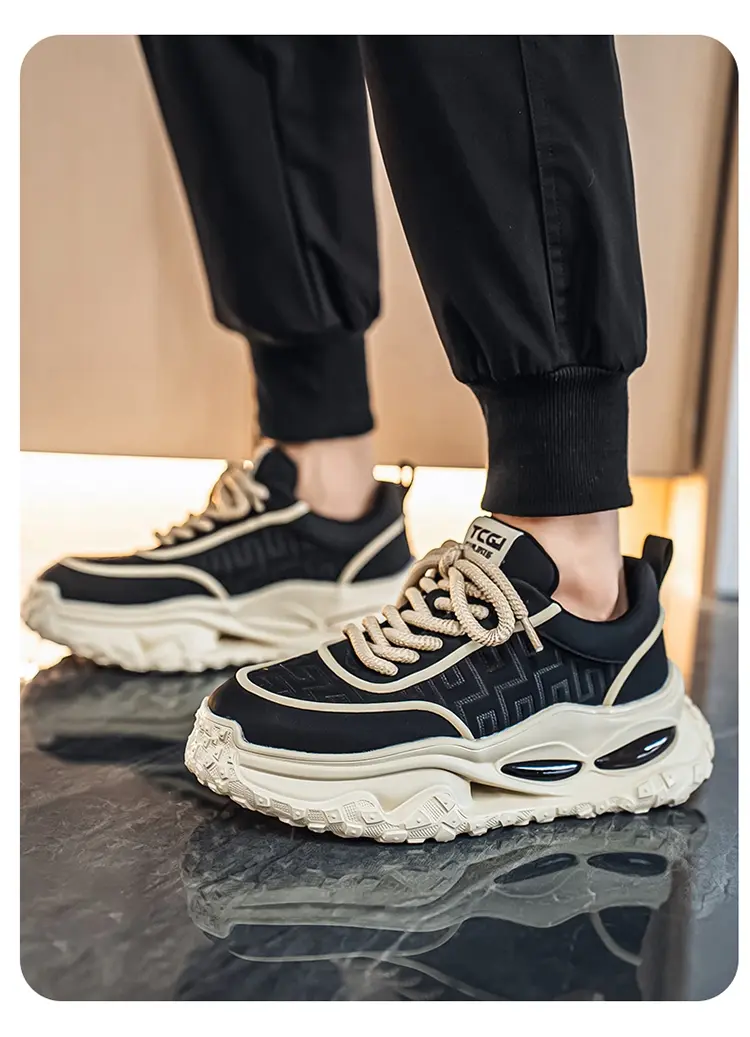 Chaussures de sport antidérapantes pour hommes, chaussures décontractées à plateforme rehaussante, chaussures tendance pour papa_voghion.com