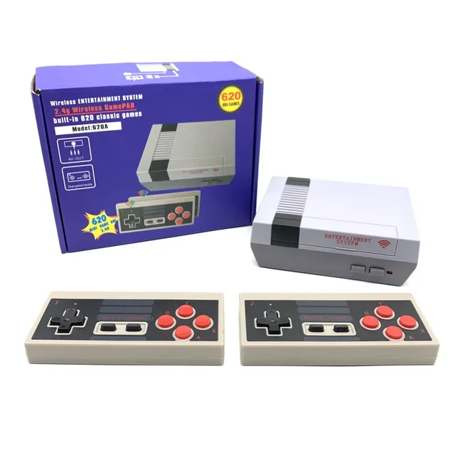 Retro Wireless 4 Keys Built-in 620 Classic Games Controller for NES TV Handheld Mini Game Console Joypad_voghion.com