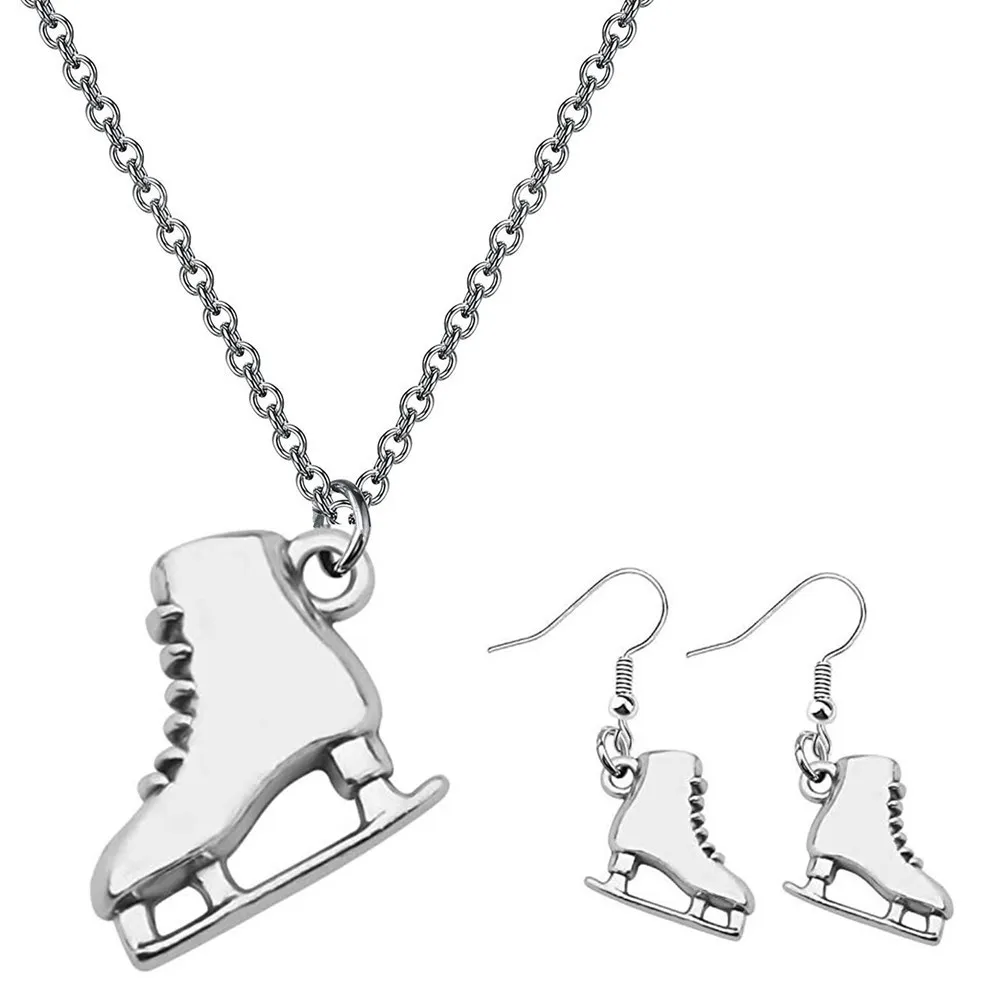 Chaînes Sports d'hiver Patinage Patins à roulettes Boucles d'oreilles Collier 3D créatif_voghion.com