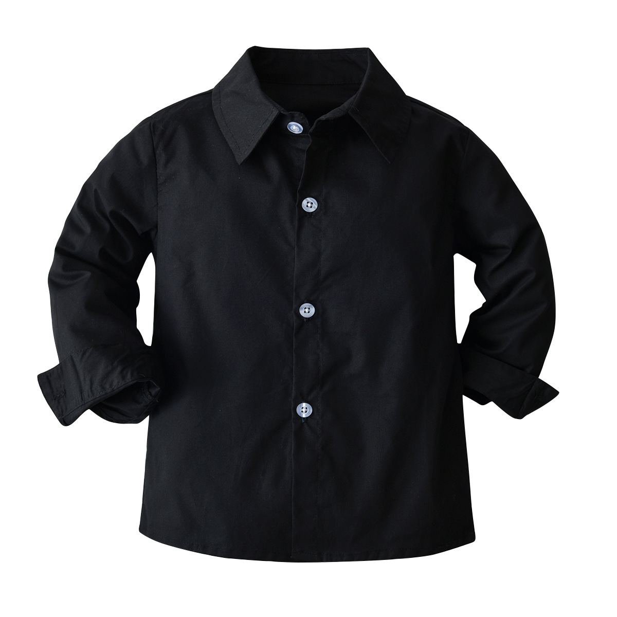 Schwarzes Hemd für Kinder, lässiger Hosenanzug, Jungen-Krawatte, formelle langärmelige Strickjacke, zweiteiliges Set_voghion.com