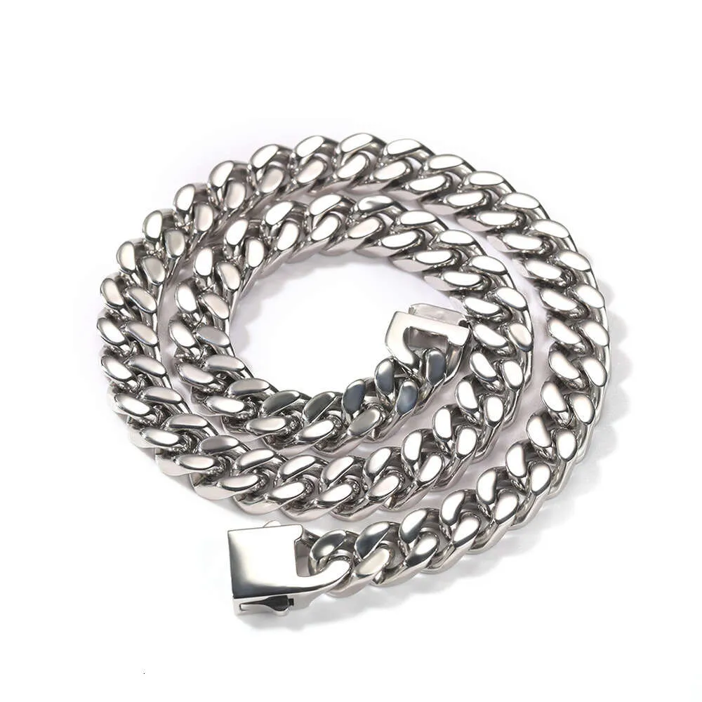 Collana con catena a maglie cubane in argento sterling dorato Hip Hop da 8-12 mm di larghezza per uomo, fibbia a molla liscia_voghion.com