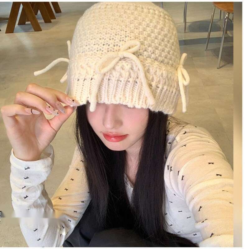 Versione coreana di un simpatico papillon a forma di pescatore per bambini, versatile, dolce atmosfera, viso piccolo, filato lavorato a maglia_voghion.com