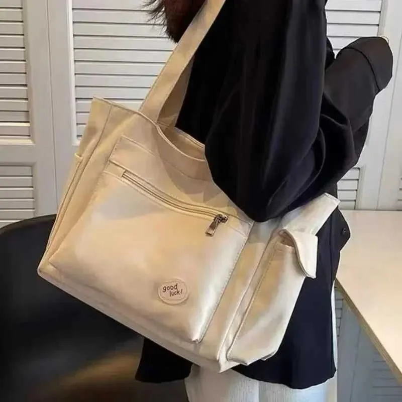 Fi Shoe Duża pojemność Student 2024 Nowy Płótno Cmuter Wen Shi Bag Portfel i Torebka Y241109_voghion.com