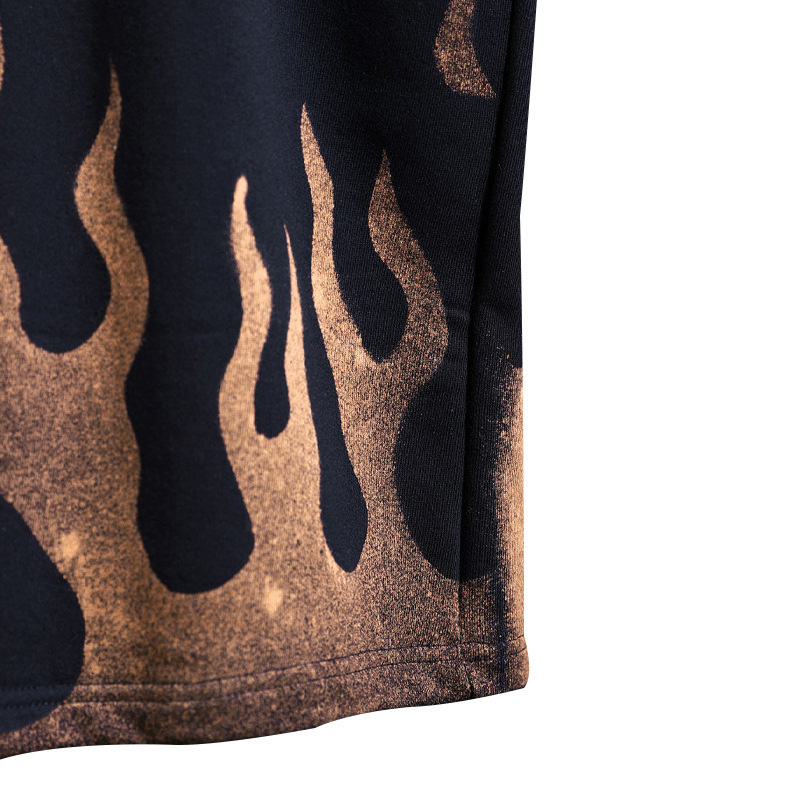 Nowy letni męski zestaw spodenek sportowych z krótkim rękawem z nadrukiem Flame Series_voghion.com