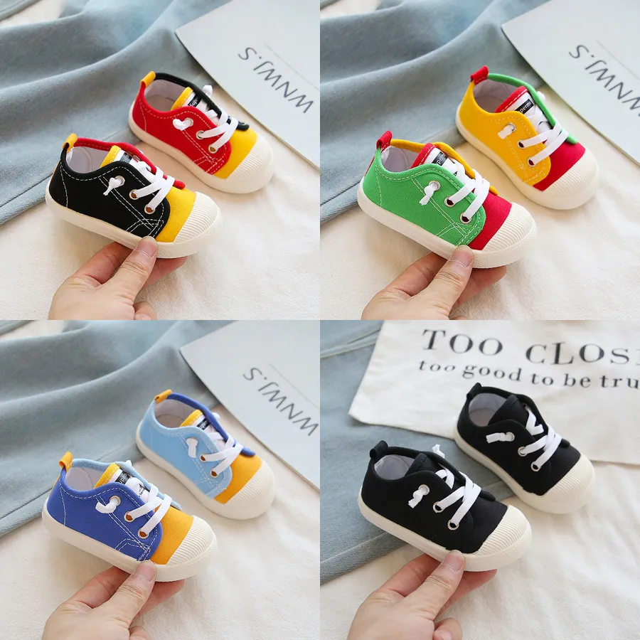 Boys Sneakers Girls Tennis Lace-up Happysteps Children Footwear Toddler Yellow Green Blue Red Casual Kids Canvas Shoes_voghion.com