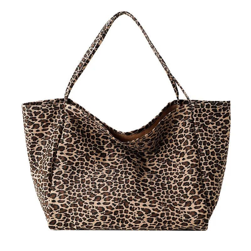 Große Kapazität Leopard Druck Leinwand Handtasche Für Frauen Schulter Weibliche Neue Mode Designer Shopping Casual Tote Tasche_voghion.com