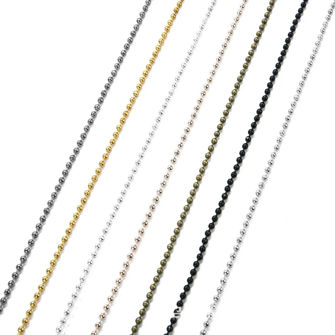 10 yards/Rotolo Larghezza 2mm Catene di Perline a Sfera in Metallo Collana Ferro Oro Rosa Argento Bronzo Nero Catena Accessori per Gioielli Fai da Te_voghion.com
