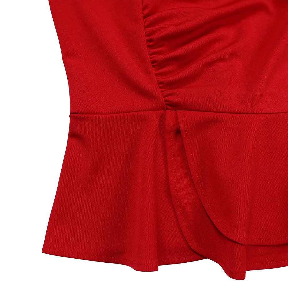 Damenmode OL-Set mat gerüschtem V-Ausschnëtt an Tops an Hosen aus zwee Deeler_voghion.com