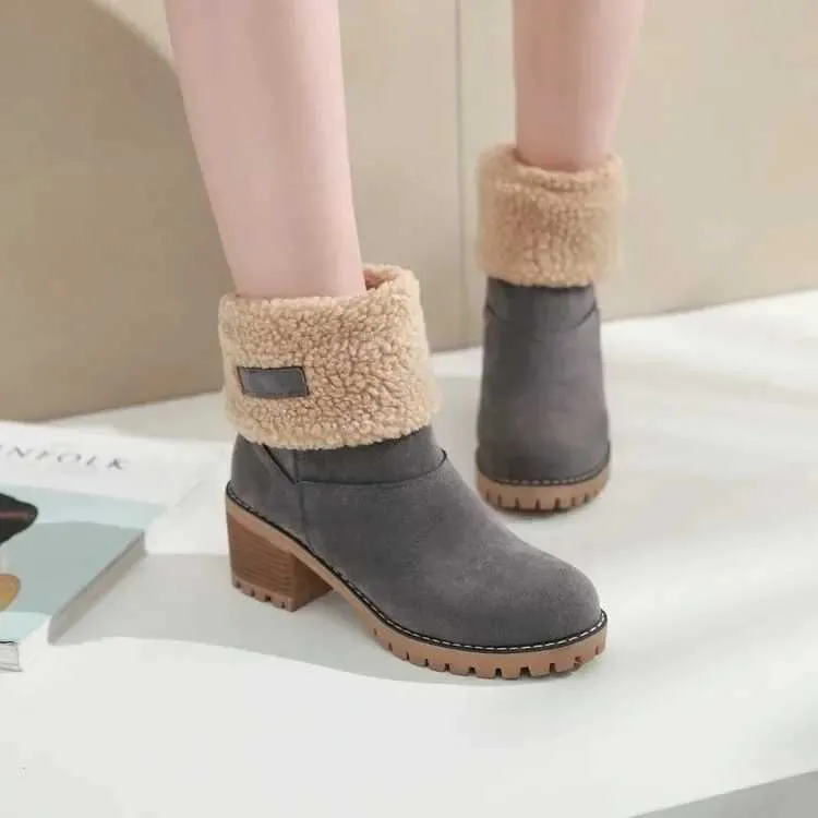 Womens Fur Snow 2023 Winter New Warm Wool Booties Ankle Boot Platform Shoes Turned-over Edge Casual Women Mid Boots_voghion.com