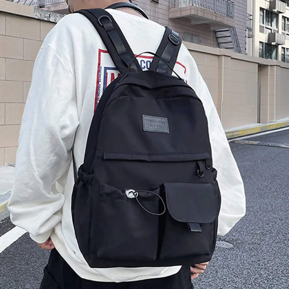 Zaino scolastico grande capacità, zaino da viaggio per studenti universitari, semplice zaino in nylon con tracolla, per ragazzi e ragazze, con cerniera._voghion.com