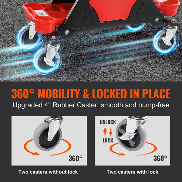 Rolling Mechanic Stool With Storage Trays And Heavy Duty Wheels_voghion.com