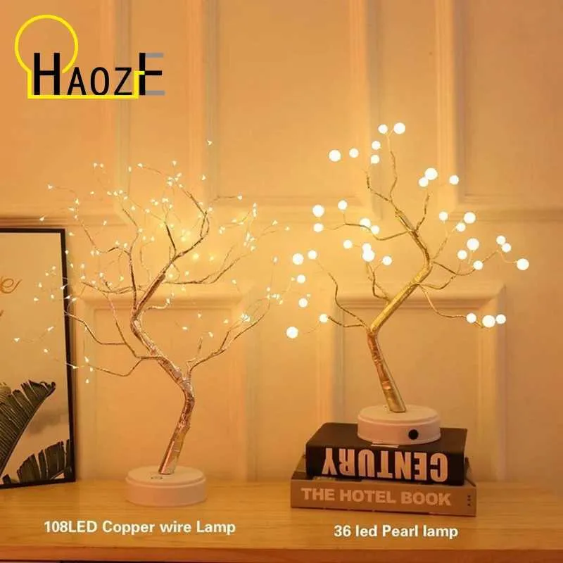 Luce notturna a LED a forma di albero bonsai - Interruttore touch, filo di rame, decorazione natalizia per camera da letto UE_voghion.com