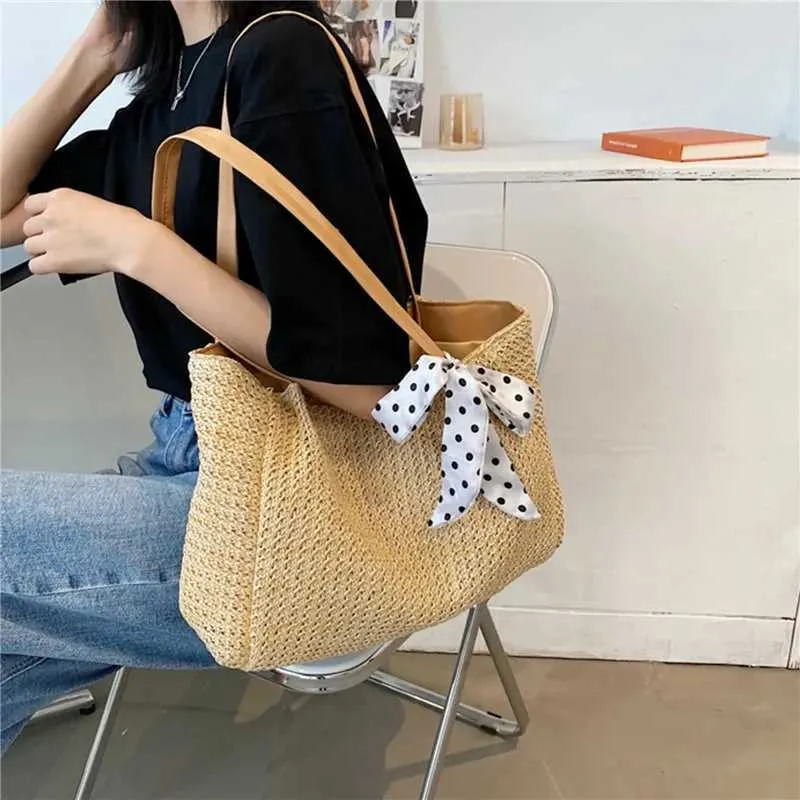 Damen Strohtasche Als Große Schultertasche Für Den Sommer Strand_voghion.com
