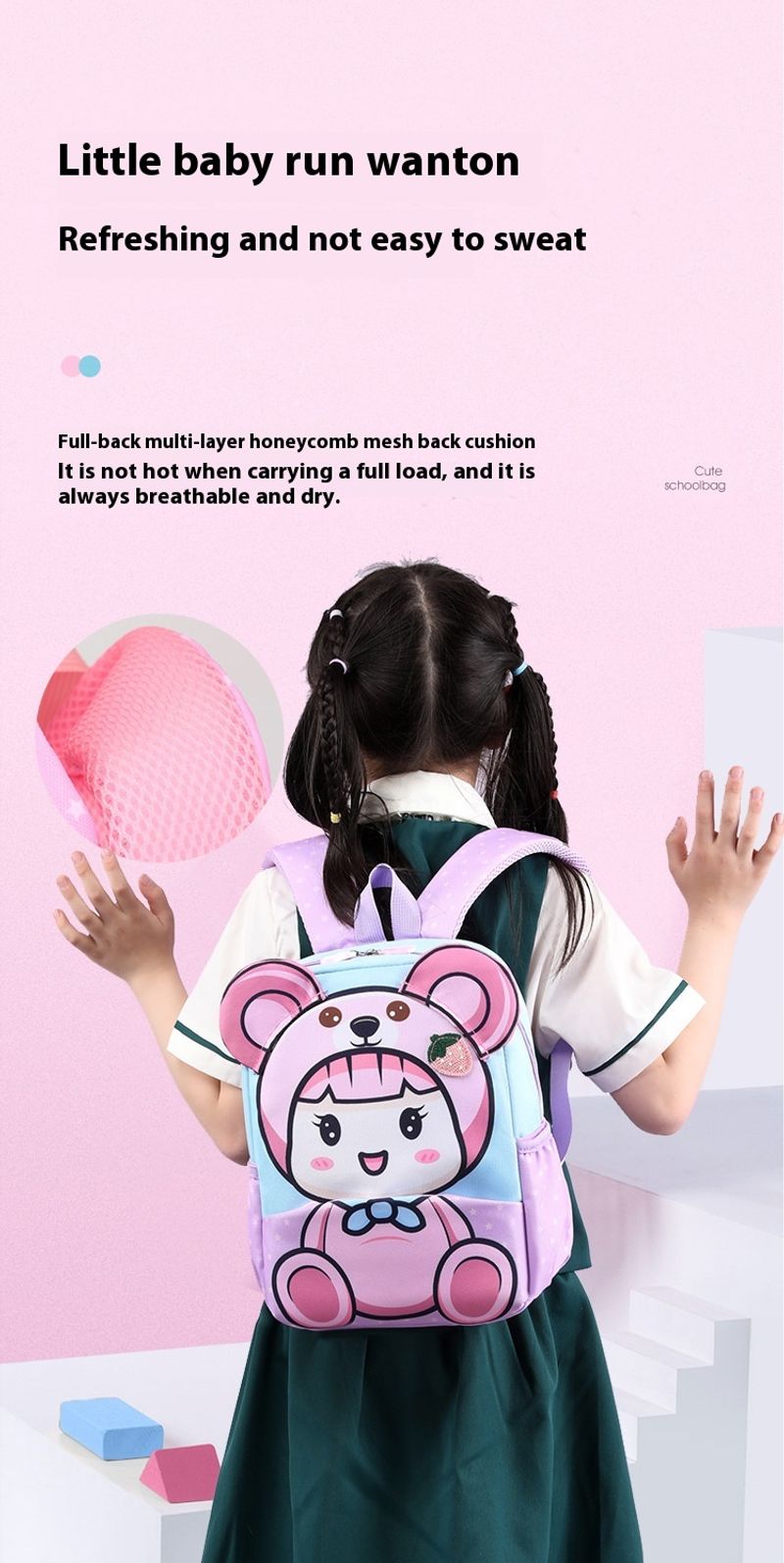 Grundschulmädchen, neuer Cartoon-süßer Kindergartenkinder im Alter von 5–9 Jahren, Rückenschutz-Rucksack für Männer_voghion.com