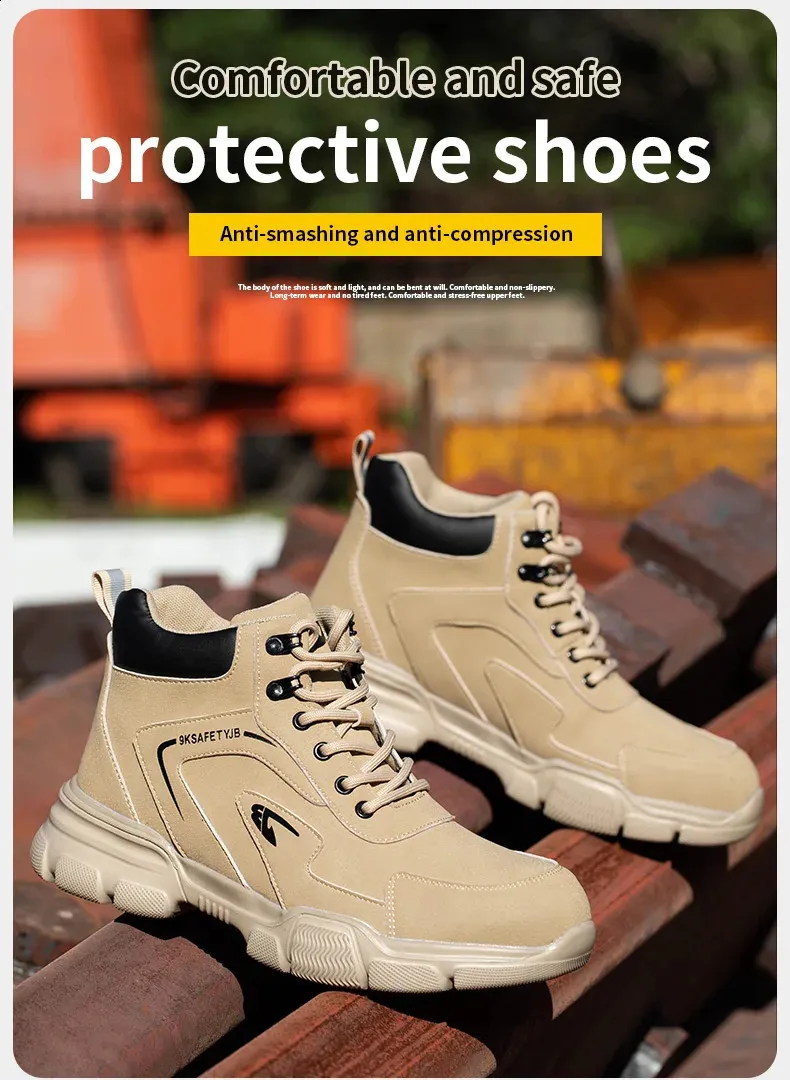 Bottes de sécurité d'hiver en cuir noir pour hommes, chaussures de travail imperméables et anti-pression, embout en acier indestructible_voghion.com