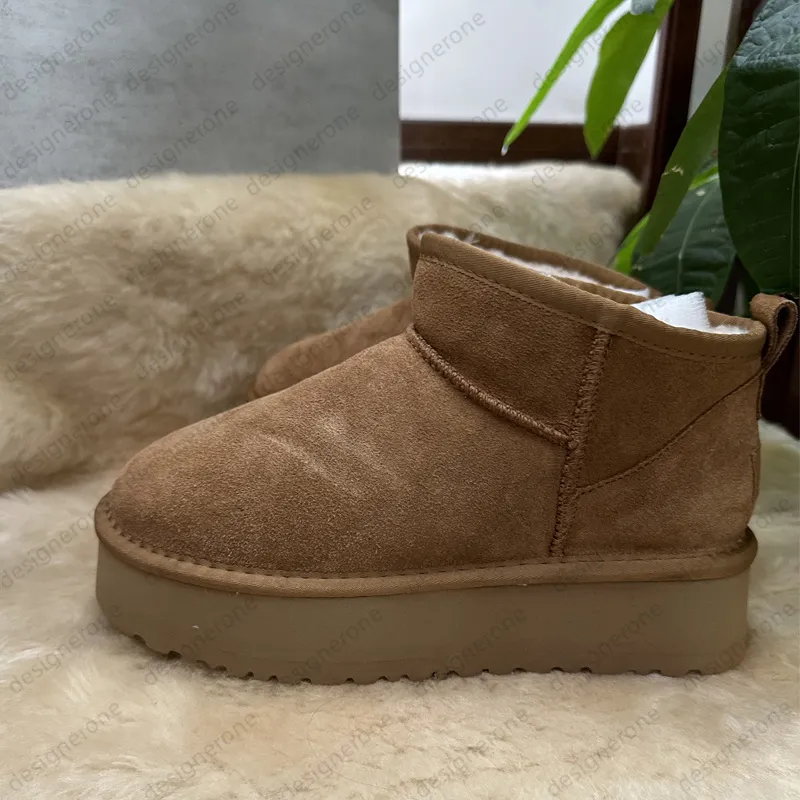 W Dipper Tasman Platform DIPPER Chesut Fur Slides Sheepskin Classic Ultra Mini women Snow boots Winter plush and thick_voghion.com