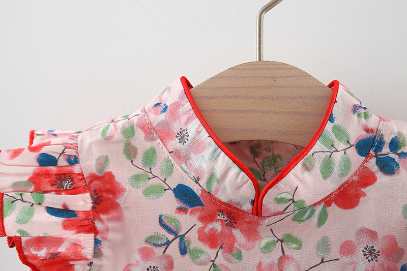 Baby Girl Clothes Summer Traditional Chinese Style Cheongsam Bowtie Pendant Dress_voghion.com