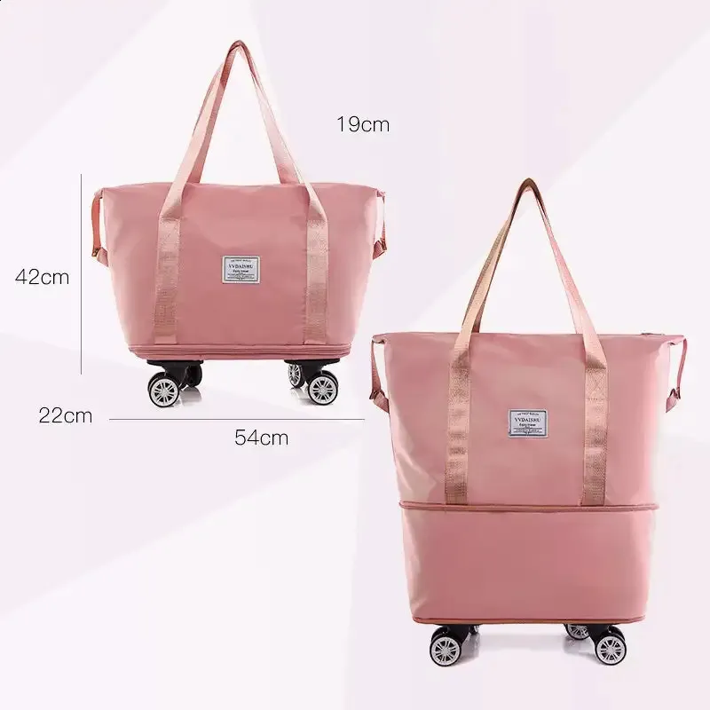 Foldable Storage With Wheels Expandable Portable Lage Bags Outdoor Travel Rolg Pack Large Capacity Woman Shopping Bag_voghion.com