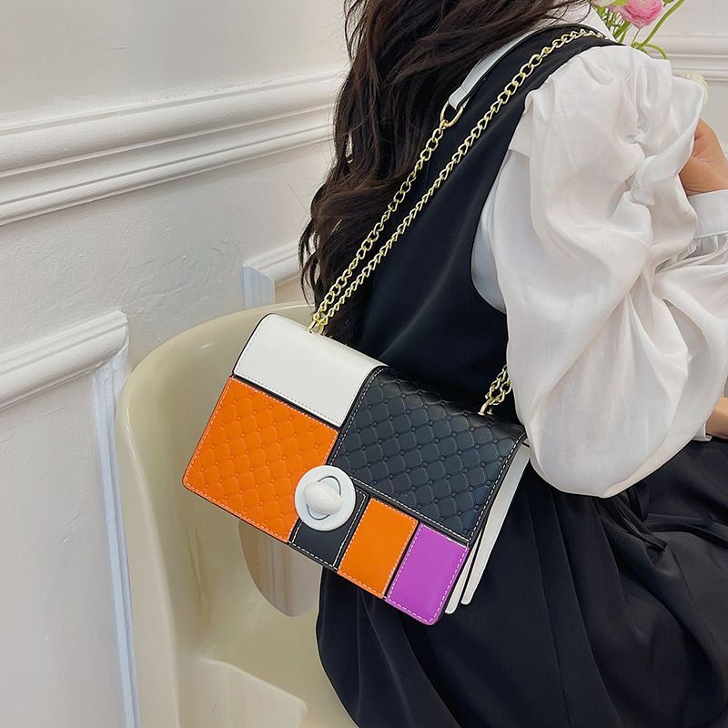 High-End-Tasche für Damen 2023 neue modische Schulter-Umhängetasche Kontrastfarbennähte große Kapazität kleine_voghion.com