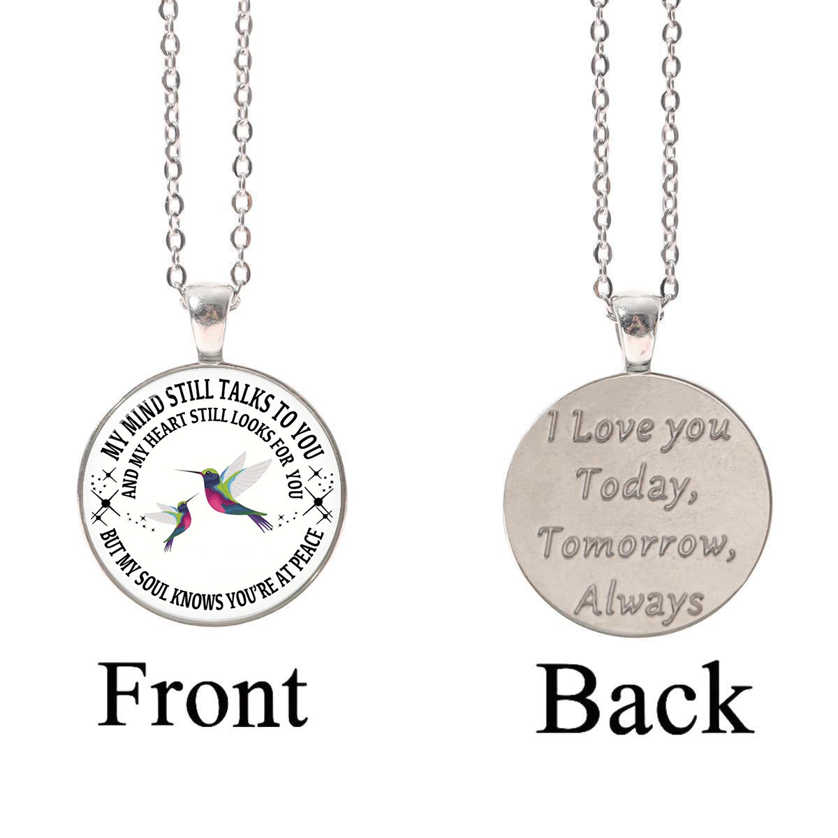 Collana con ciondolo fotografico in vetro rotondo in argento con lettere inglesi alla moda, accessori per gioielli alla moda, regalo_voghion.com