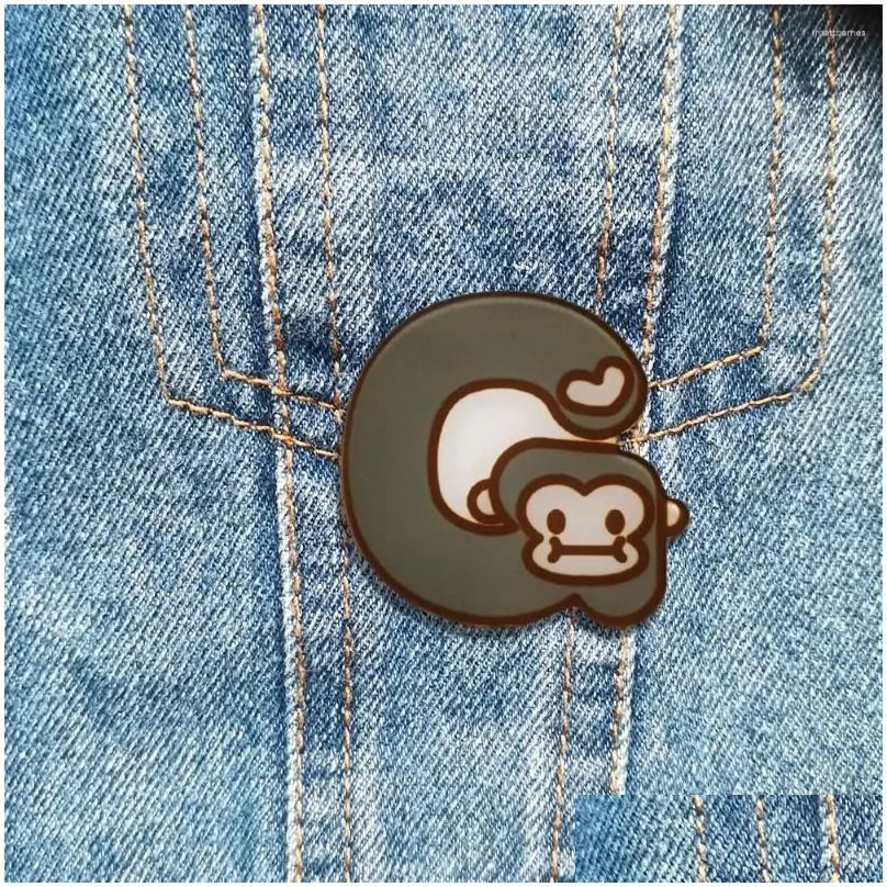 Anstecknadeln, süße Acrylbrosche mit Tiermotiv, Anstecknadeln mit G-Motiv für Rucksäcke, Cartoon-Affe, Hut, Mantel, Zubehör, Schal, Schnalle, Geschenk_voghion.com