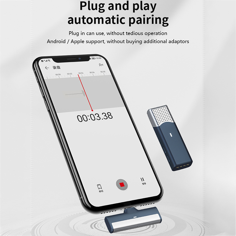 2.4G Wireless Lavalier Microphone Portable Audio Video Recording Mic for iPhone Android Live Broadcast Gaming Phone Microfonoe_voghion.com