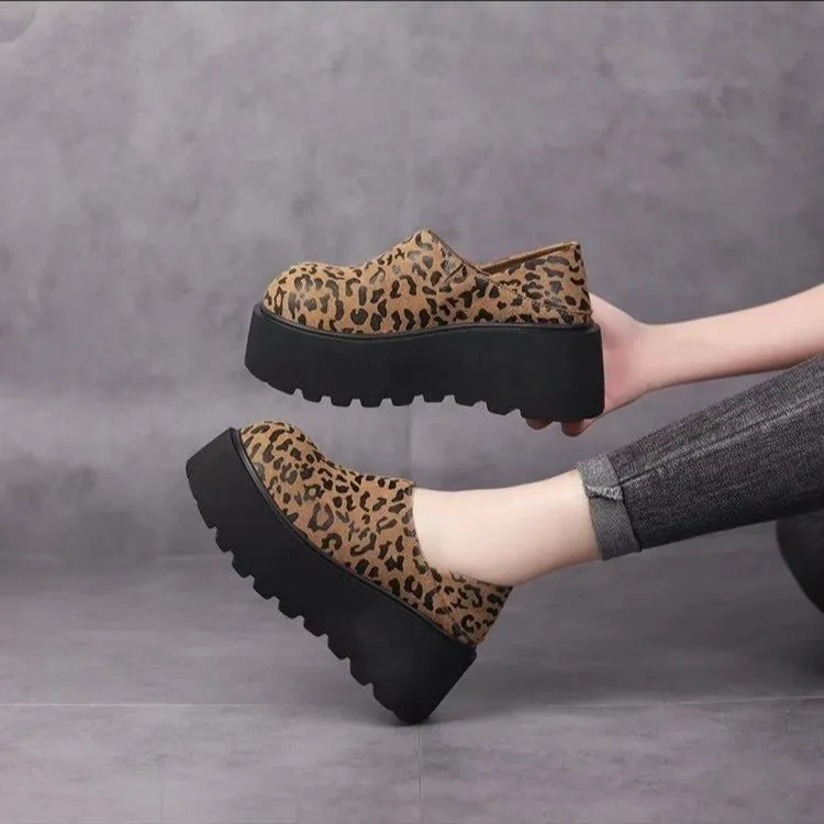 Chaussures décontractées pour femmes : mode 2024 nouvelle semelle épaisse 7 cm augmentation de la hauteur basse rétro polyvalente douce_voghion.com